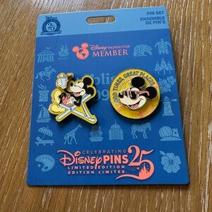 Disney Vacation Club DVC Mickey Mouse Good Times Great Places 2 Pin Set
